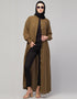 Modern Daily wear abaya with front opening and hidden placket in Color Gold